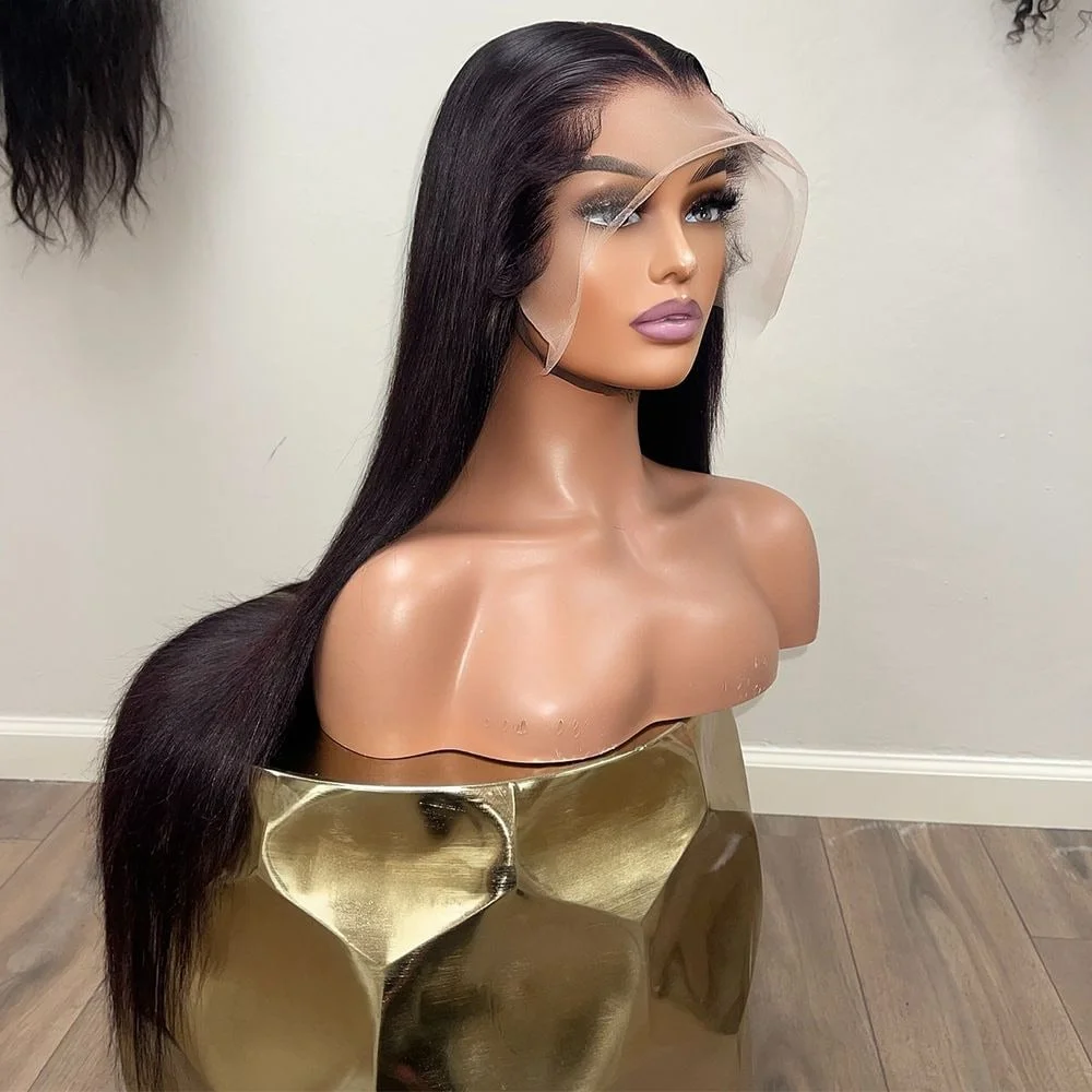 

Brazilian Raw Human Hair Wig 28-40 Inch 13x6/13x4HD Lace Bone Straight 220% Density Transparent Swiss Lace Frontal for Women