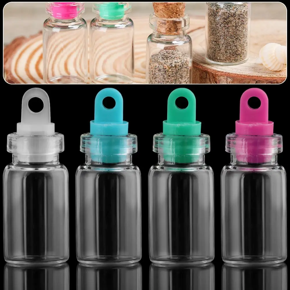 5Pcs Small Drift Bottle Glass Jars Decoration Mini DIY Containers Message Vials Ornaments Cork Stopper Rainbow Wishing Bottle