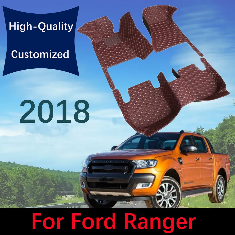 

Custom Leather Car Floor Mats For Ford Ranger 2018 Automobile Carpet Rugs Auto Foot Pads Interior Car Accessories