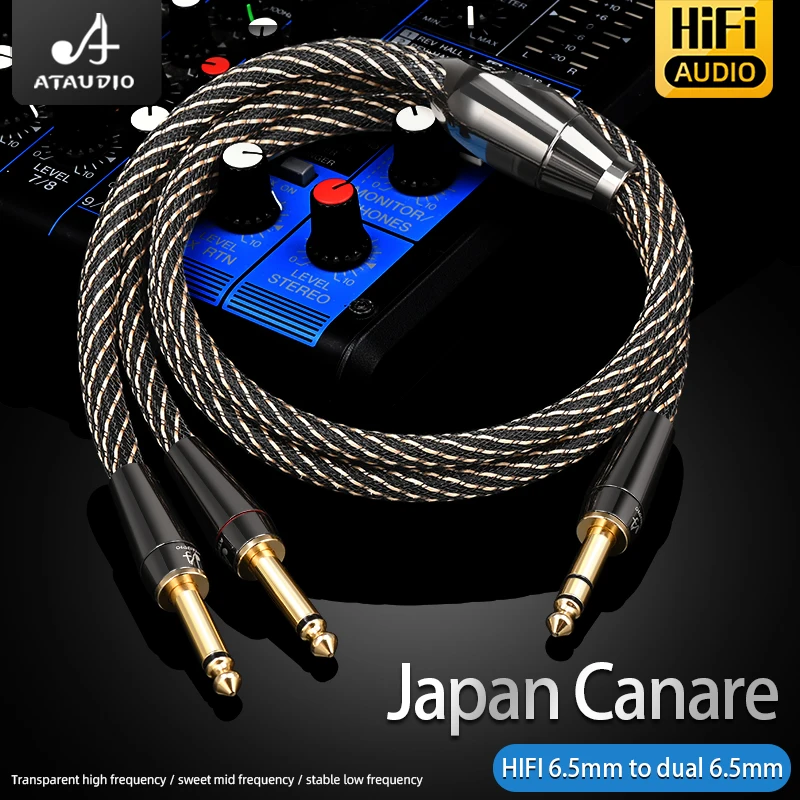 

HIFI 6.5mm to Dual 6.5mm Cable 6N OFC Hi-end 6.5 Jack Male to 6.5 TS Jack Male Audio Cable for Mixer Speaker Amplifier