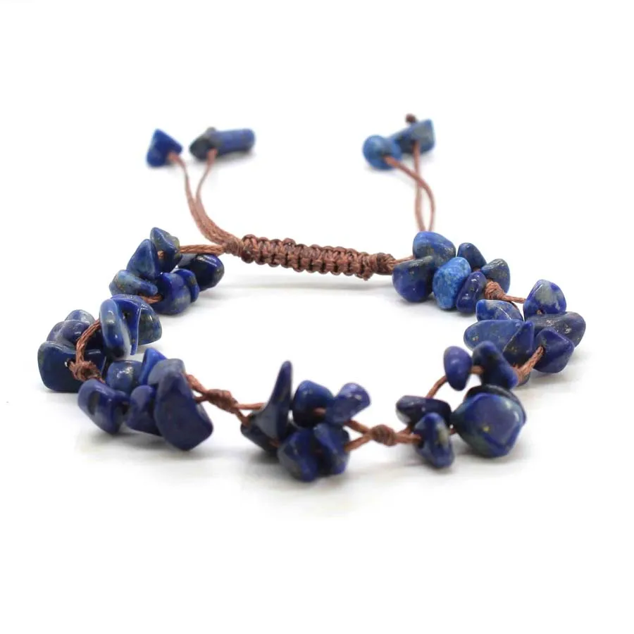 Macrame Crystal Chip Stone Braided Bracelet, Adjustable