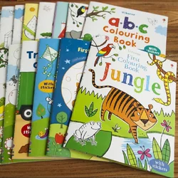 Zufällige 1 Buch usborne Kinder pädagogische Englisch Studie Szene Bilderbuch Cartoon Tiere Aufkleber Mal bücher