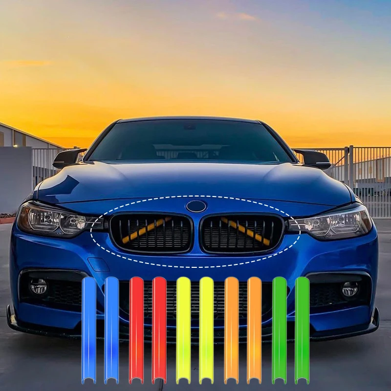 

A Pair Car Strip Sticker Cover Frame For Bmw F01 F02 F10 F11 F06 F12 F45 F46 F48 F39 Front Grille Trim Strips Auto Accessories