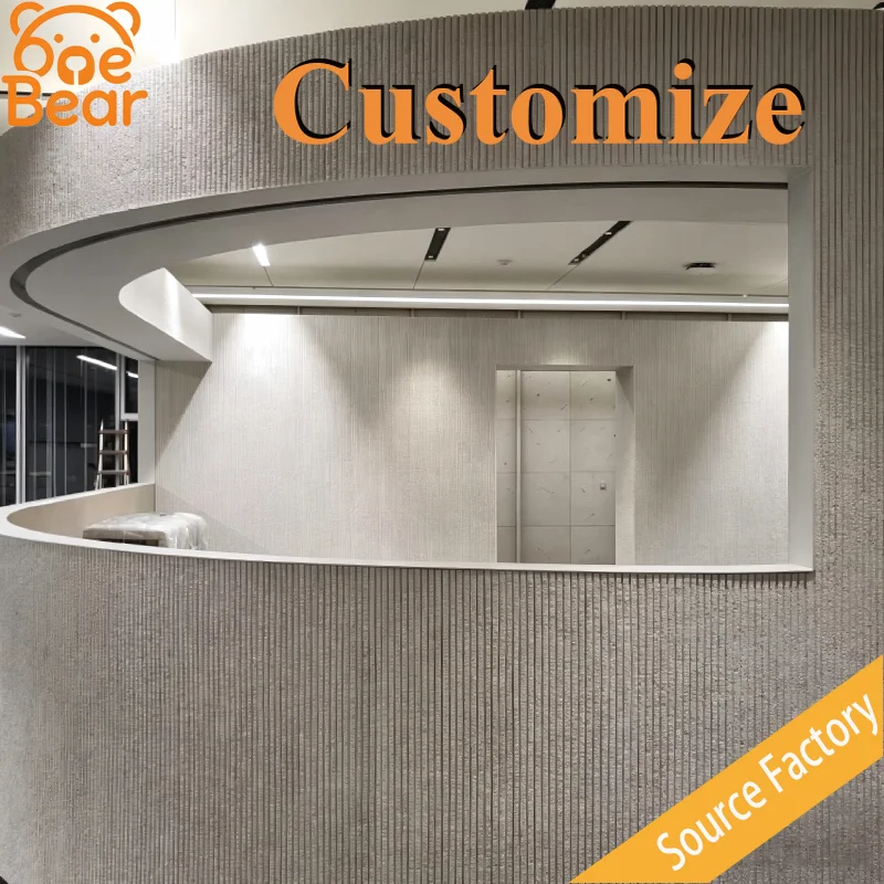 Modern Linear Travertine Wall Panels, Lightweight Waterproof Durable for Luxury Hotel Commercial Space Interior Wall Decor