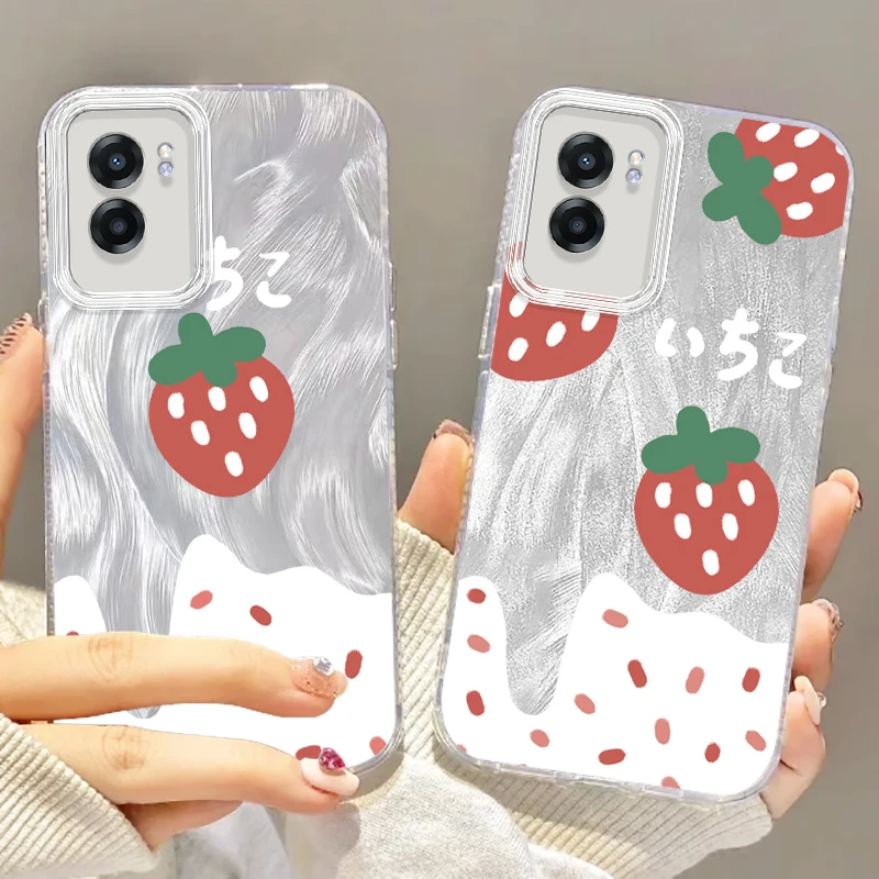 

Cute Strawberry Red Sweet For OPPO A79 A78 A58 A38 A16 A60 A53 A92 A72 A52 A74 A55 A54 A94 5G Feather Yarn Soft Phone Case