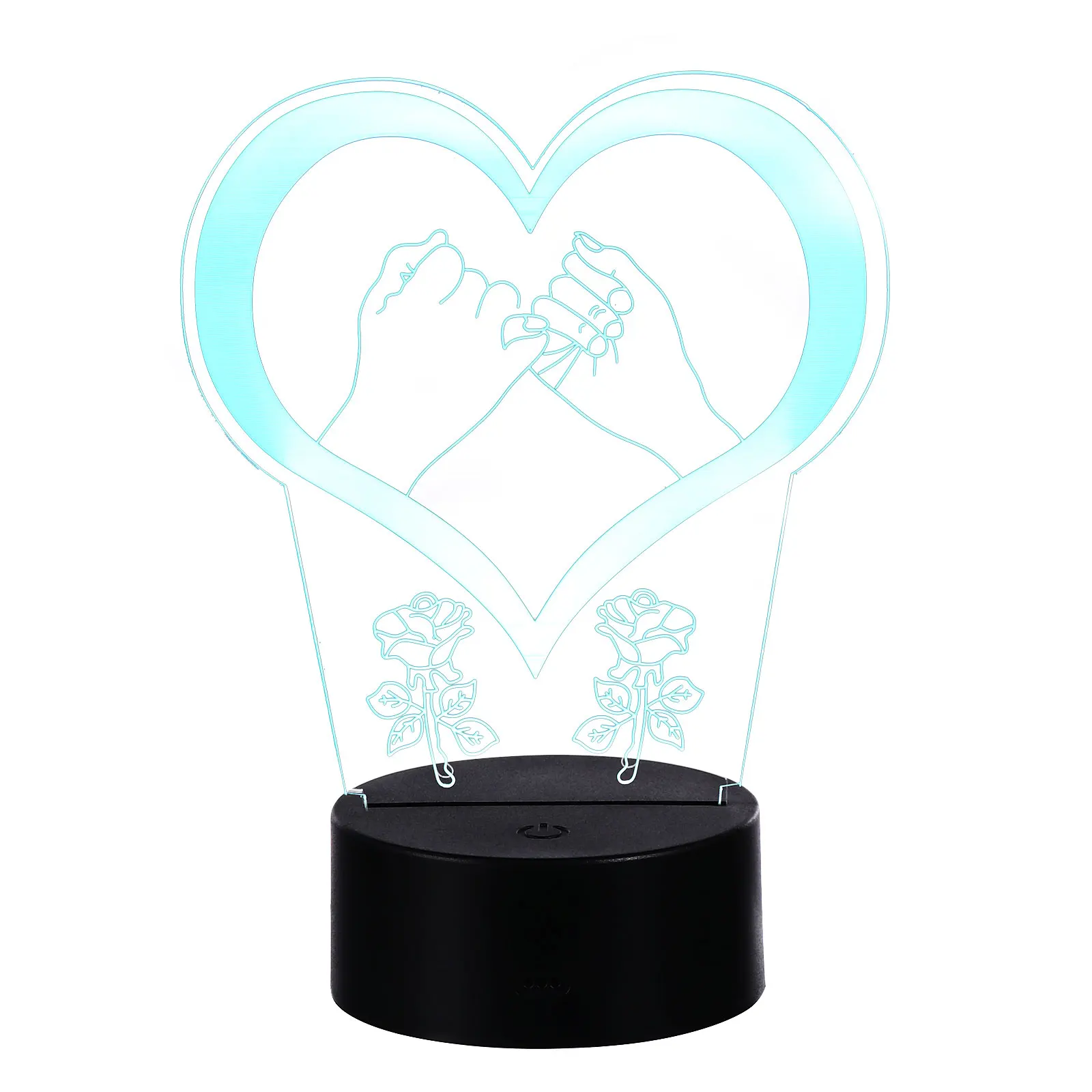 

Heart Shaped 3D Night Light Lamp Black PC St Powered for Bedroom Christmas Gifts Decorative Lighting Mini Lamp