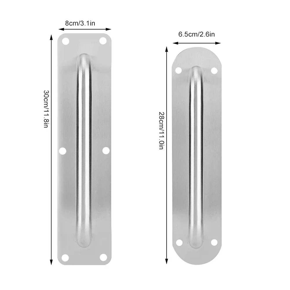 Manija de puerta de acero inoxidable, manija de puerta corredera plateada, tiradores de muebles, manija de armario de cocina, herrajes para puerta de tracción y empuje