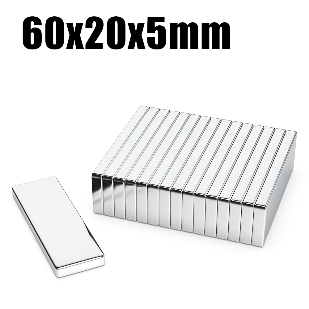 

1/2/5 Pcs 60x20x5 N35 Neodymium Magnet 60mm X 20mm X 5mm NdFeB Block Super Powerful Strong Permanent Magnetic imanes