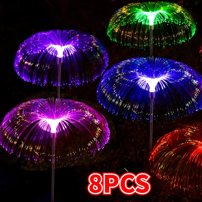 

Outdoor Solar Garden Light Waterproof Fiber Optic Jellyfish Lawn Lamp Garden Patio Villa Yard Decoration Pathway Lights