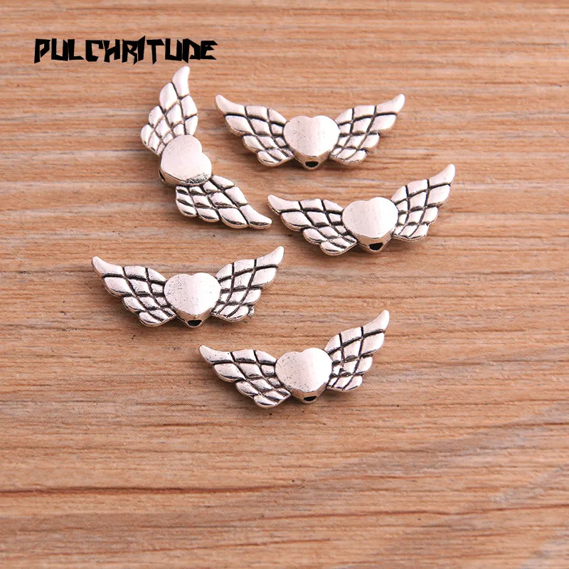 20Pcs 10 Styles Antique Silver Color Wing Bead Spacer Bead Charms Kit For Diy Beaded Bracelets  Jewelry Handmade Making