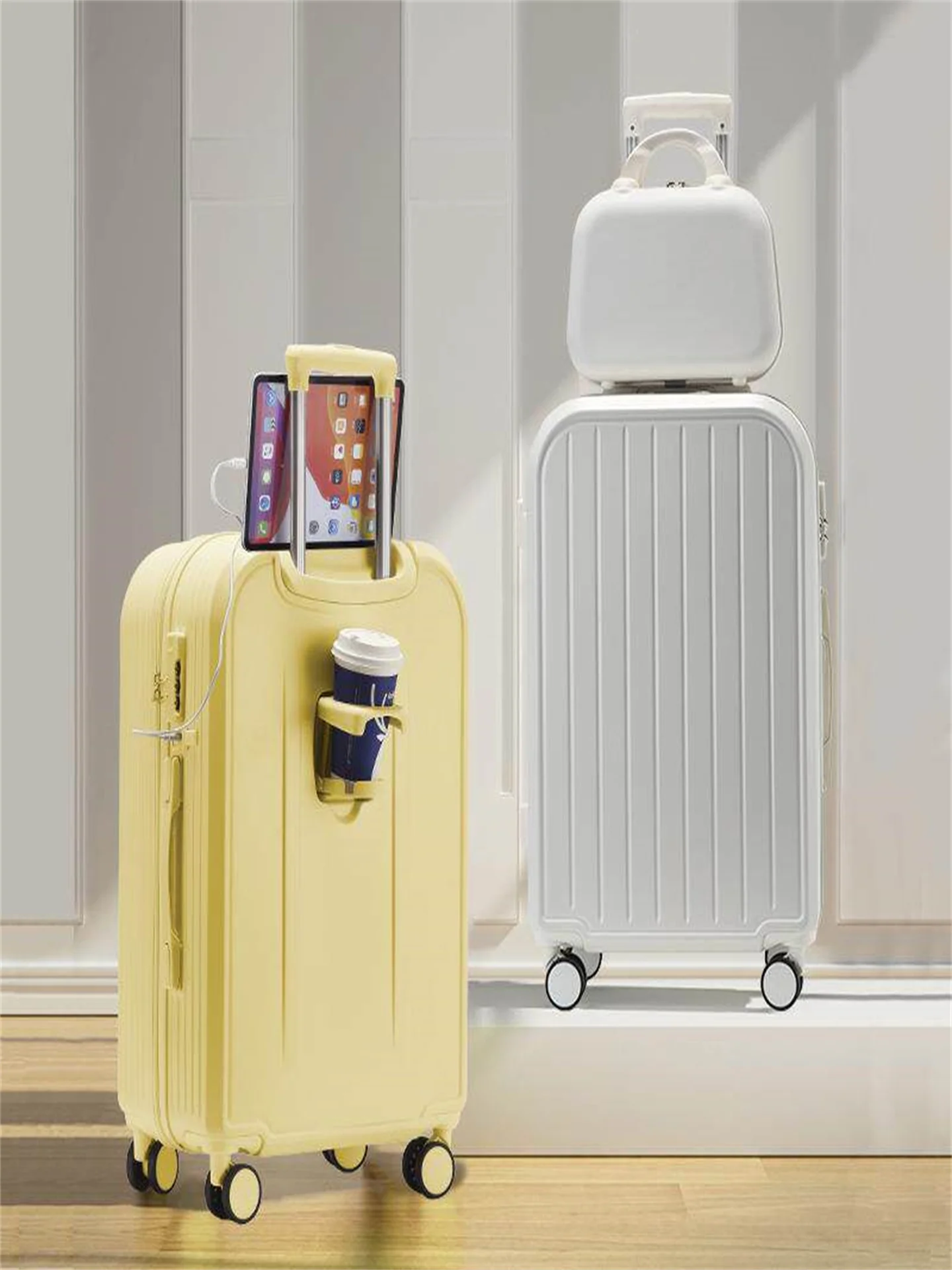 large-capacity-travel-suitcase-multifunctional-24-inch-pull-rod-box-women's-style-boarding-bag-with-cup-holder-and-charging-port