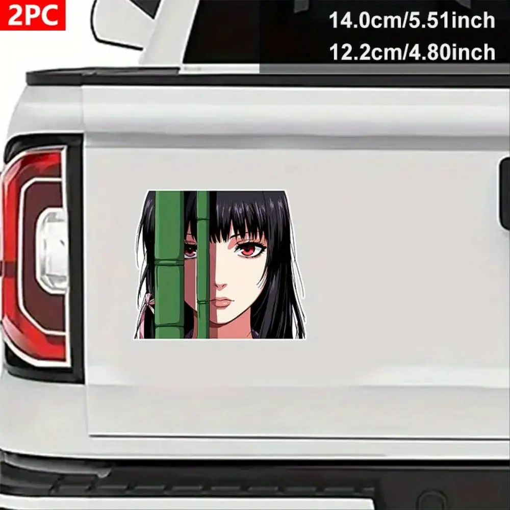 Girl Red Eyes Bamboo Long Hair Vinyl Decal Self Sticker For Car Laptop Windo Waterproof Stickers For Decorating Car Windows Moto