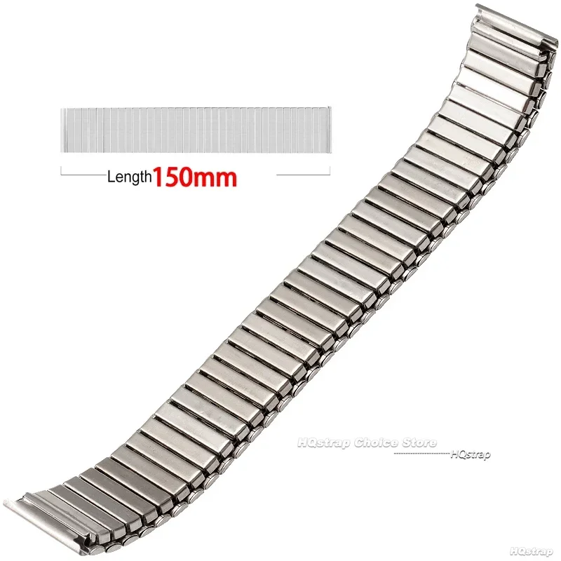 Stainless Steel Elastic Strap Polished Matte Watch Band 20mm 22mm Watch Women Men Waterproof Bracelet Silver Black Accessories