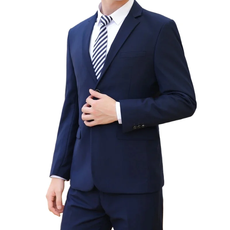 

Suit (Blazer+pants) Men Fashion Business Gentleman Italian Style Slim Solid Color Professional Suit Wedding Groom Best Man Suit