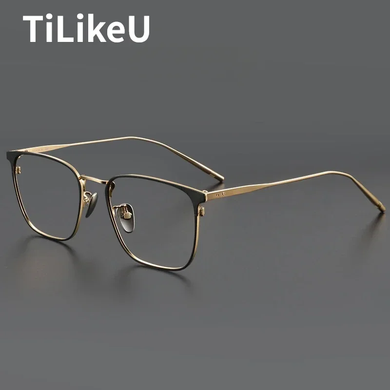 

Pure Titanium Retro Square Eyeglass Frame Business Casual Men's Glasses Eyeglasses Prescription Optical Frames for Myopia lens