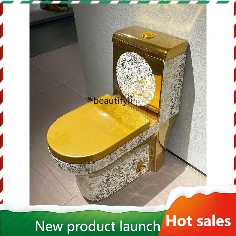 

Z189 Простой полосатый золотой стиль Художественный туалет для домашнего использования Ванная комната Гальванический золотой туалет Санитарная посуда