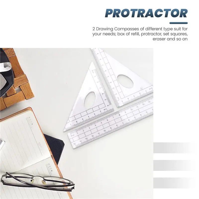 Superior Geometry Compass Set 10Pcs School Maths Protractor Set Rulers For Student Maths And Engineering In Carry Case