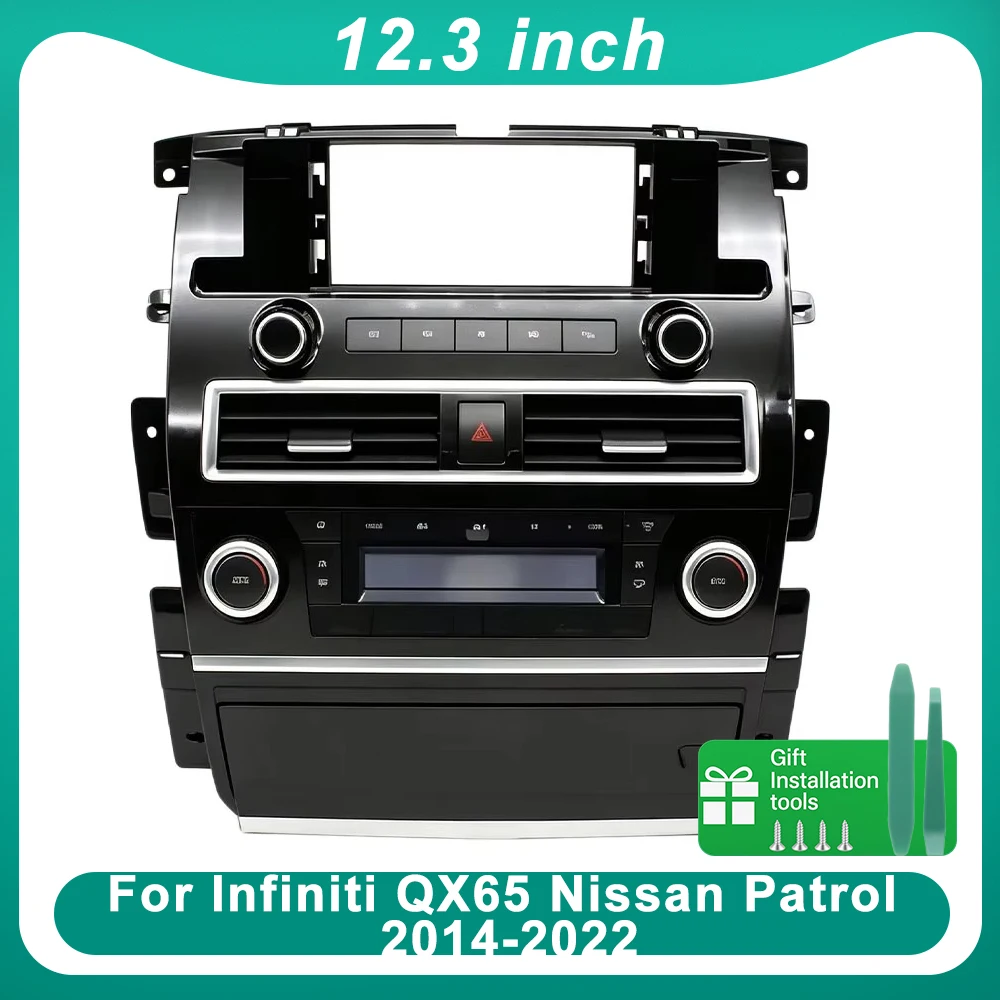 12.3 Inch Car Radio Fascia Frame For Infiniti QX65 Nissan Patrol 2014-2022 GPS Navigation Dash Panel Installation Kit