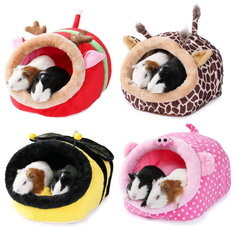 Guinea Pig Bed Hideout,Small Pet Bed for Small Animal Rabbit Guinea Pig Hamster,Warm Guinea Pig Bed House with Removable Pad