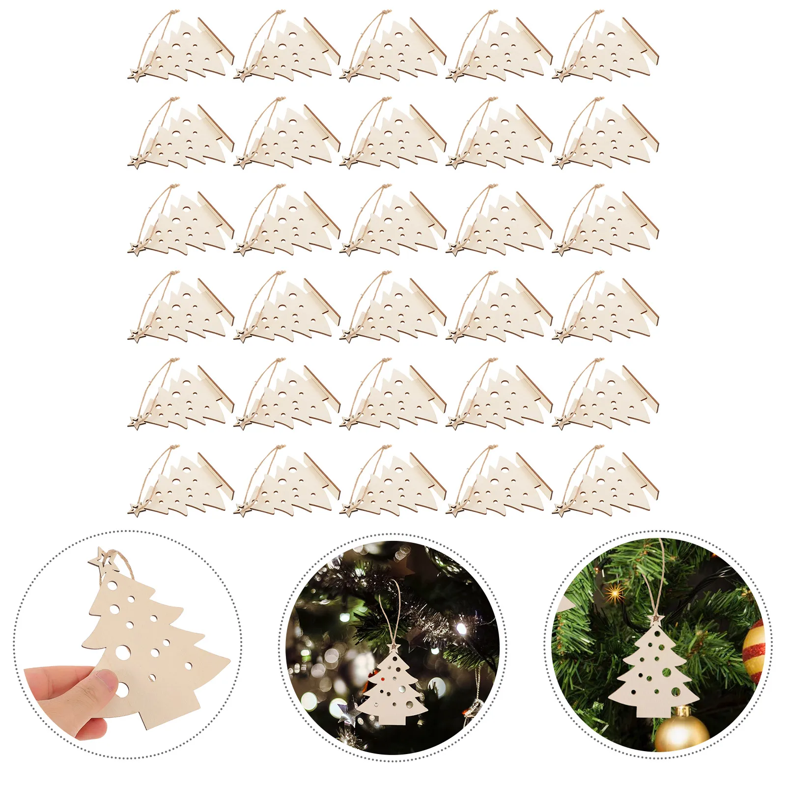 

Wooden Christmas Tree Cutouts 30 Pcs Unfinished DIY Craft Blanks Natural Wood Slices for Holiday Farmhouse Decor Ornaments