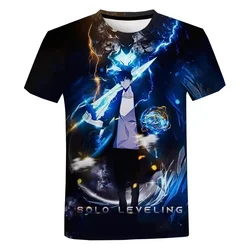 Summer Solo Level anime 3D printed men's T-shirt street fashion oversized men's short sleeved casual round neck men's top