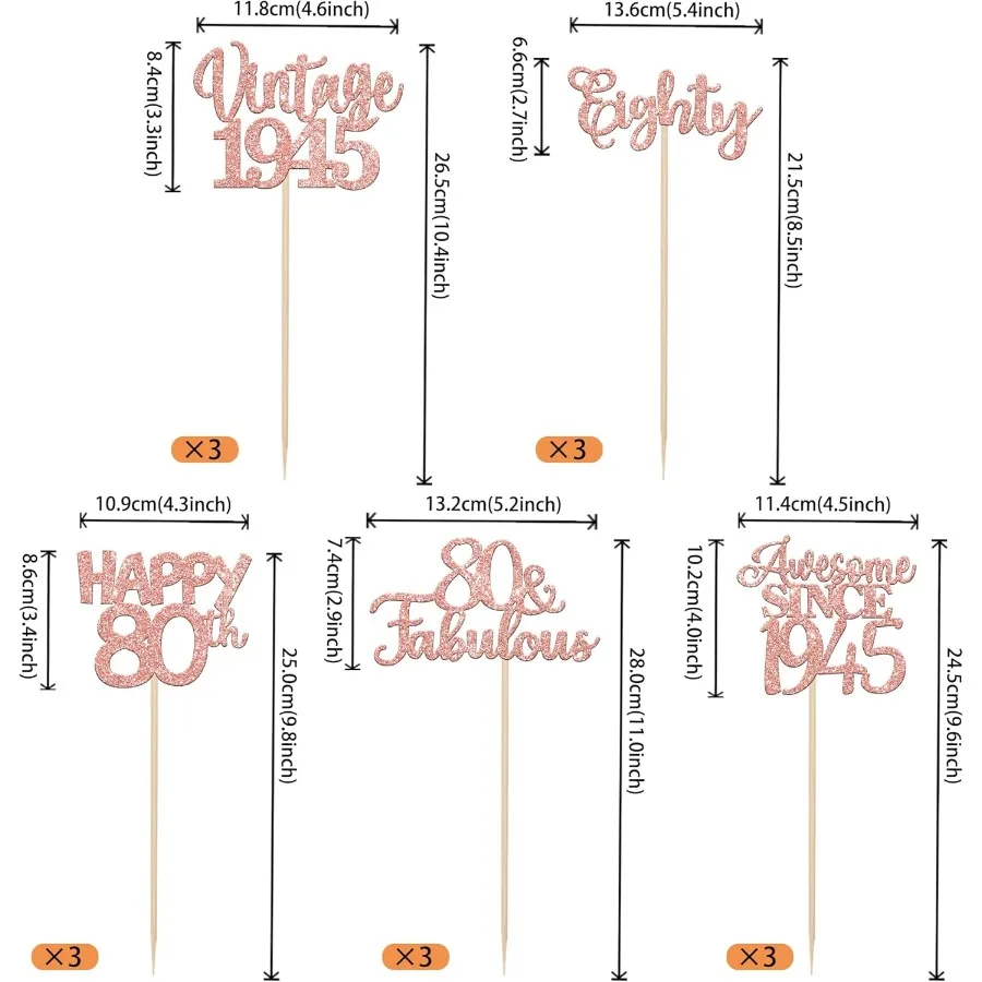 15 قطعة من أعواد الميلاد الثمانين المركزية لعيد الميلاد السعيد 80th Vintage 1945 قطع مركزية على شكل زهرة للطاولة يهتف إلى 80 زهور رائعة D