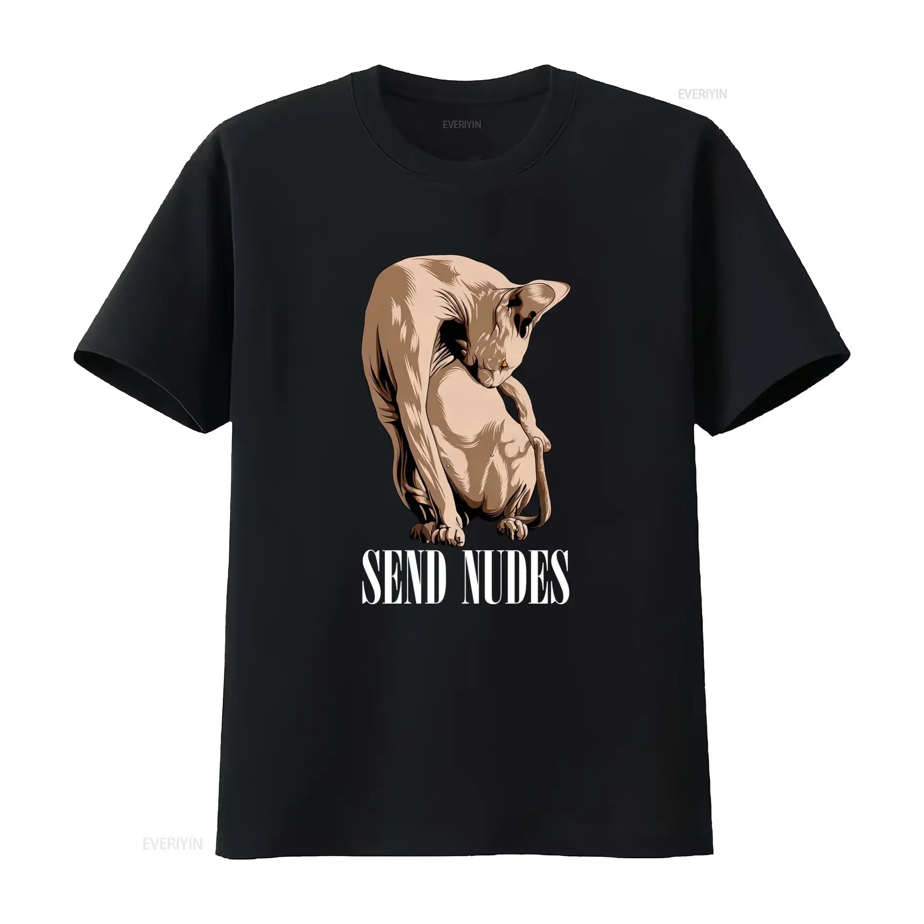 Funny Sphynx Hairless Cat Send Nudes  T Shirt vintage Washed homme fashion graphic Top For Everyday Wear Breathable Comfortable