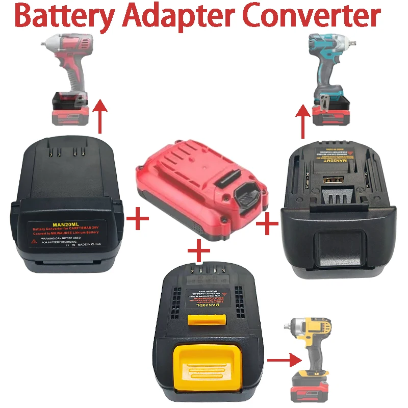 

MAN20DL MAN20MT MAN20ML Adapter for Craftsman V20 20V Lithium Batteries for Dewalt/Makita/Milwaukee 18/20V MAX XR Cordless Tools