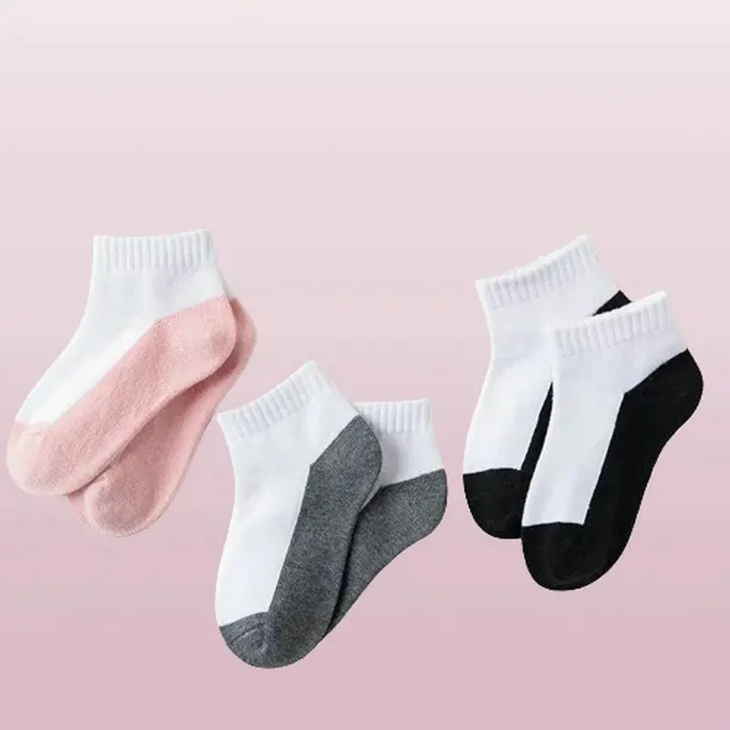 Calcetines cortos de algodón para niños y niñas, medias deportivas de alta calidad, Color blanco, 5/10 pares