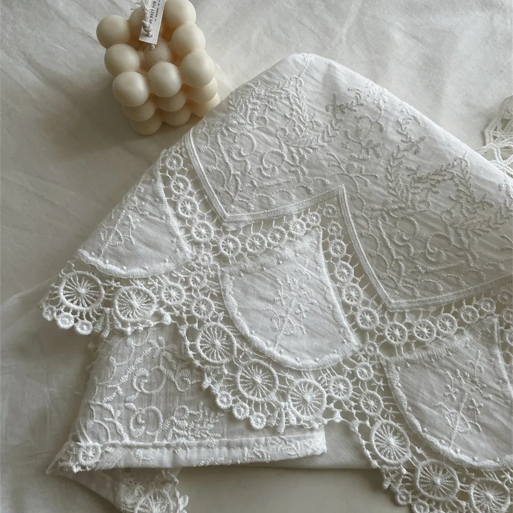 100% Cotton White Embroidery Lace Flower Tablecloth for Home Wedding Party Decoration Table Cloth Luxurious Table Cover