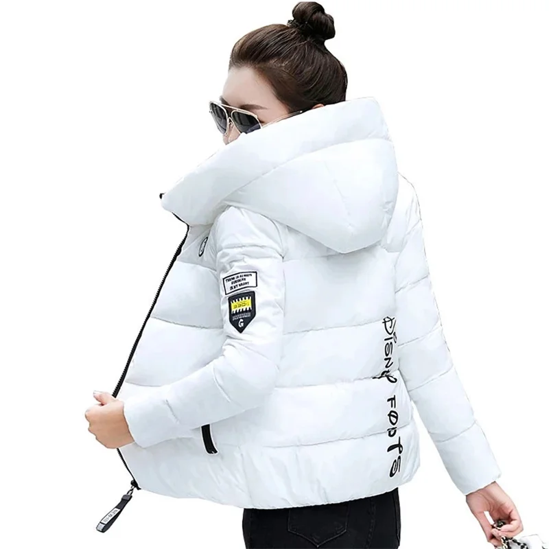 

Winter Jacket 2022 New Women Parkas Long Sleeve Hooded Down Cotton Jacket Casual Zippers Short Female Korean Warm Outwear 5XL