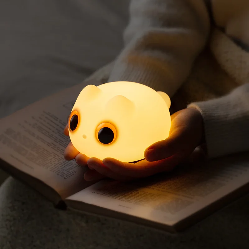 LED Night light Cute Animal Cartoon Big Eye Cat Silicone Lamp For Children Kid Birthday Gifts USB Rechargeable Baby's Nightlight