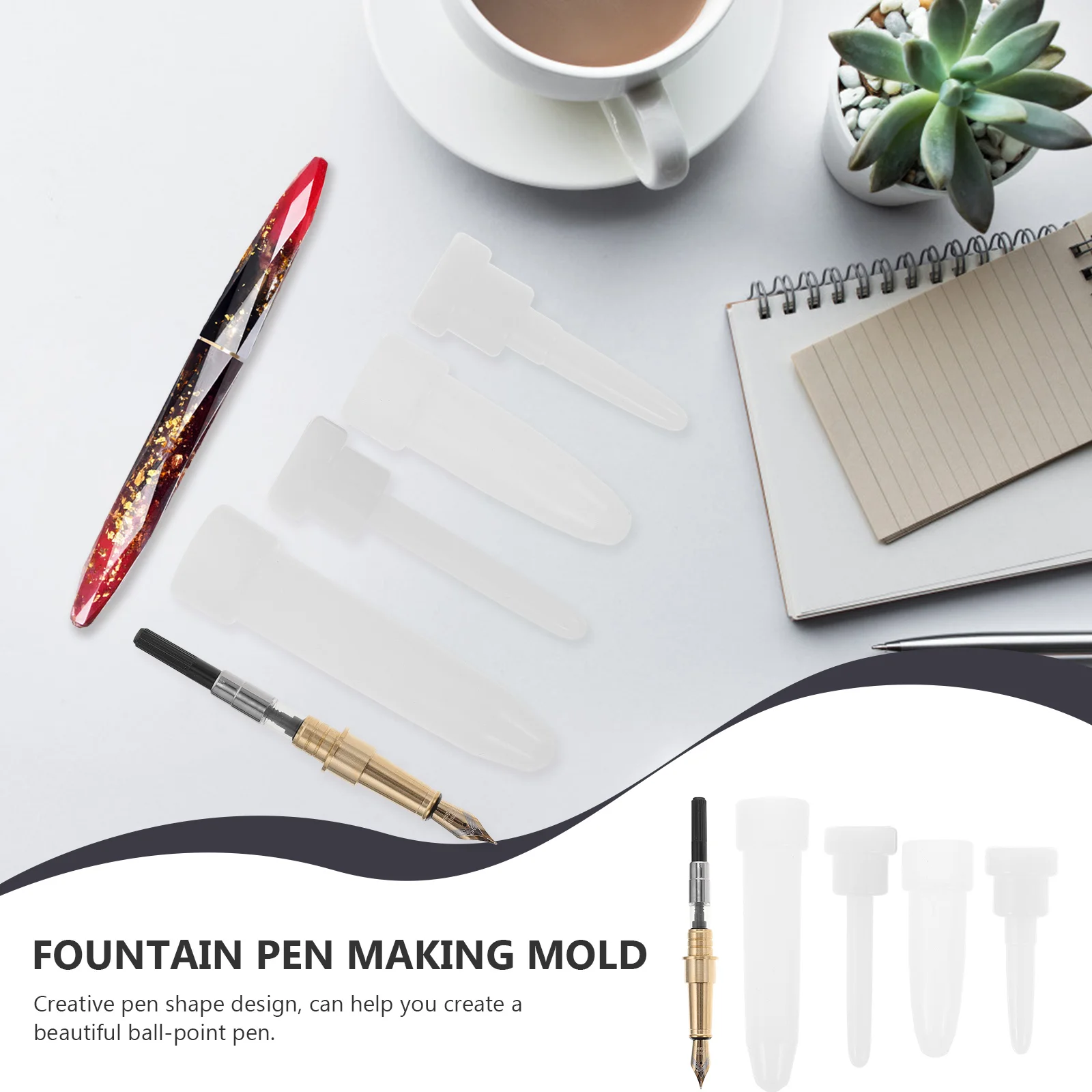 

Fountain Pen Mold Set DIY Silicone Molds Handmade Making Kits Epoxy Pen Mold Brass Reusable Premium Smooth Texture Jewelry