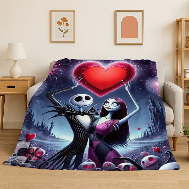 HD Cartoon N-Nightmare Before Christmas Jack HalloweeFlannel Blanket Soft Warm Throw Blanket for Bedroom Living Room Bed Travel