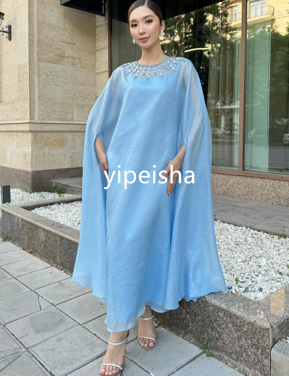 Customized Sizes Available Chiffon Sequined Straight Scoop Neck Midi Dresses Homecoming  Fashion Elegant Exquisite High Quality