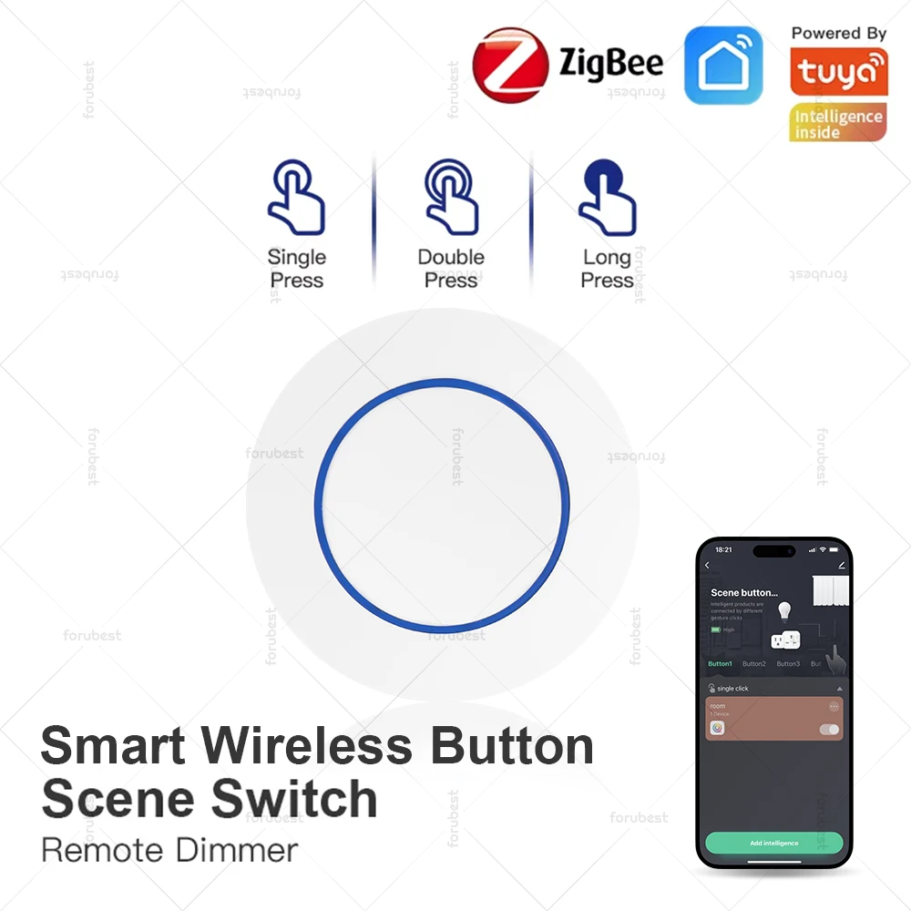 Tuya ZigBee 푸시 단추 무선 스마트 장면 스위치 컨트롤러, 배터리 구동 자동화 시나리오, Zigbee 장치와의 연결 