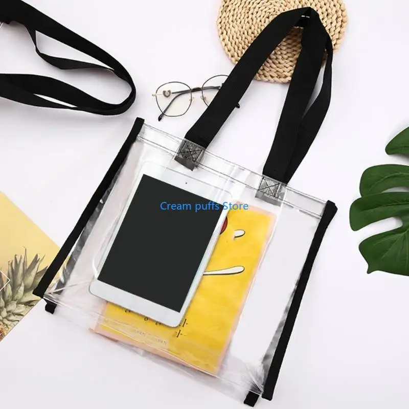 50LE Clear Tote Bags PVC Beach Bag Women Shopping Handbag with Handles for Shoes Clothing Grils Gift