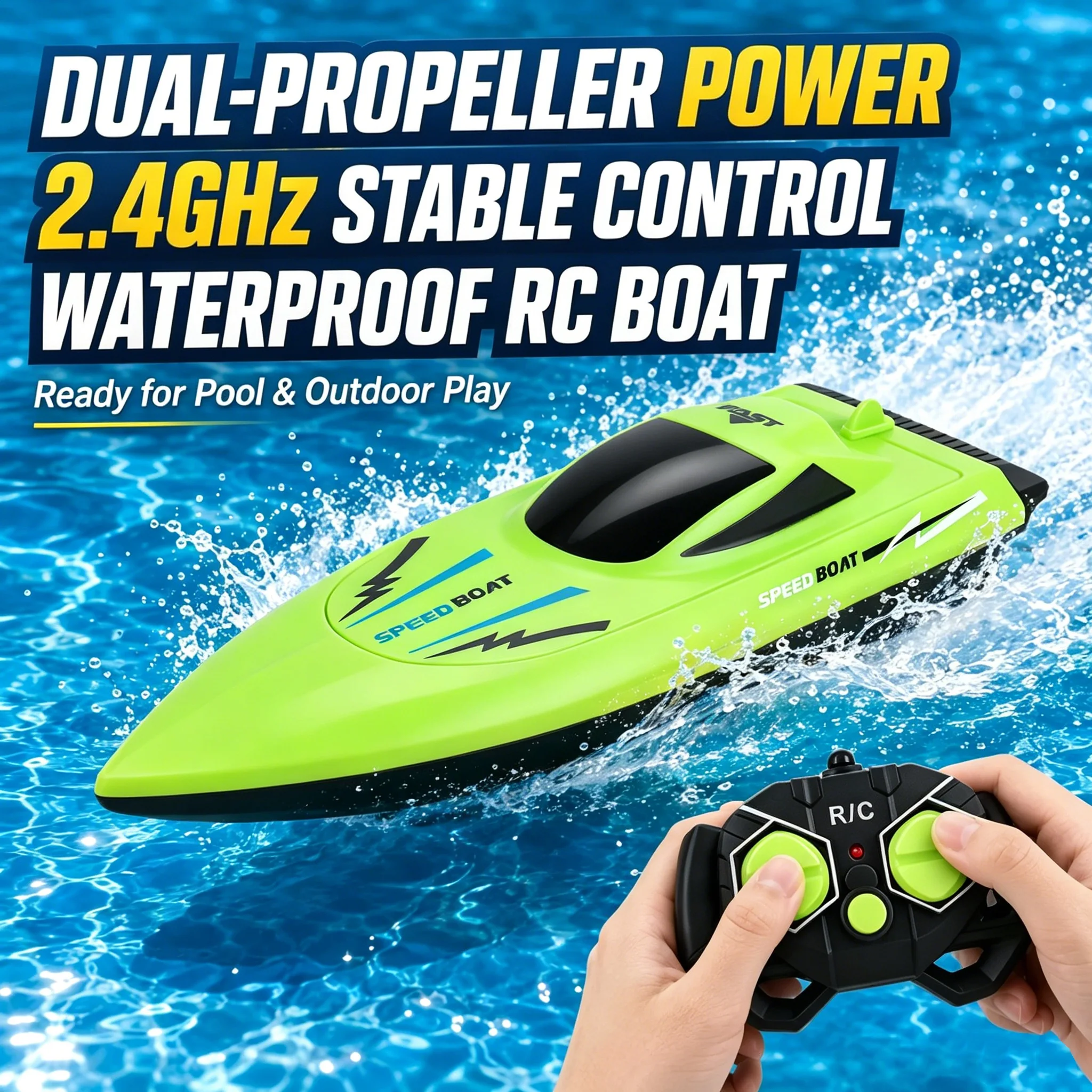 2026 New 2.4G RC Boat High Speed Electric Remote Control Speedboat Dual Motor Waterproof Pool Outdoor Toy Gift for Boys