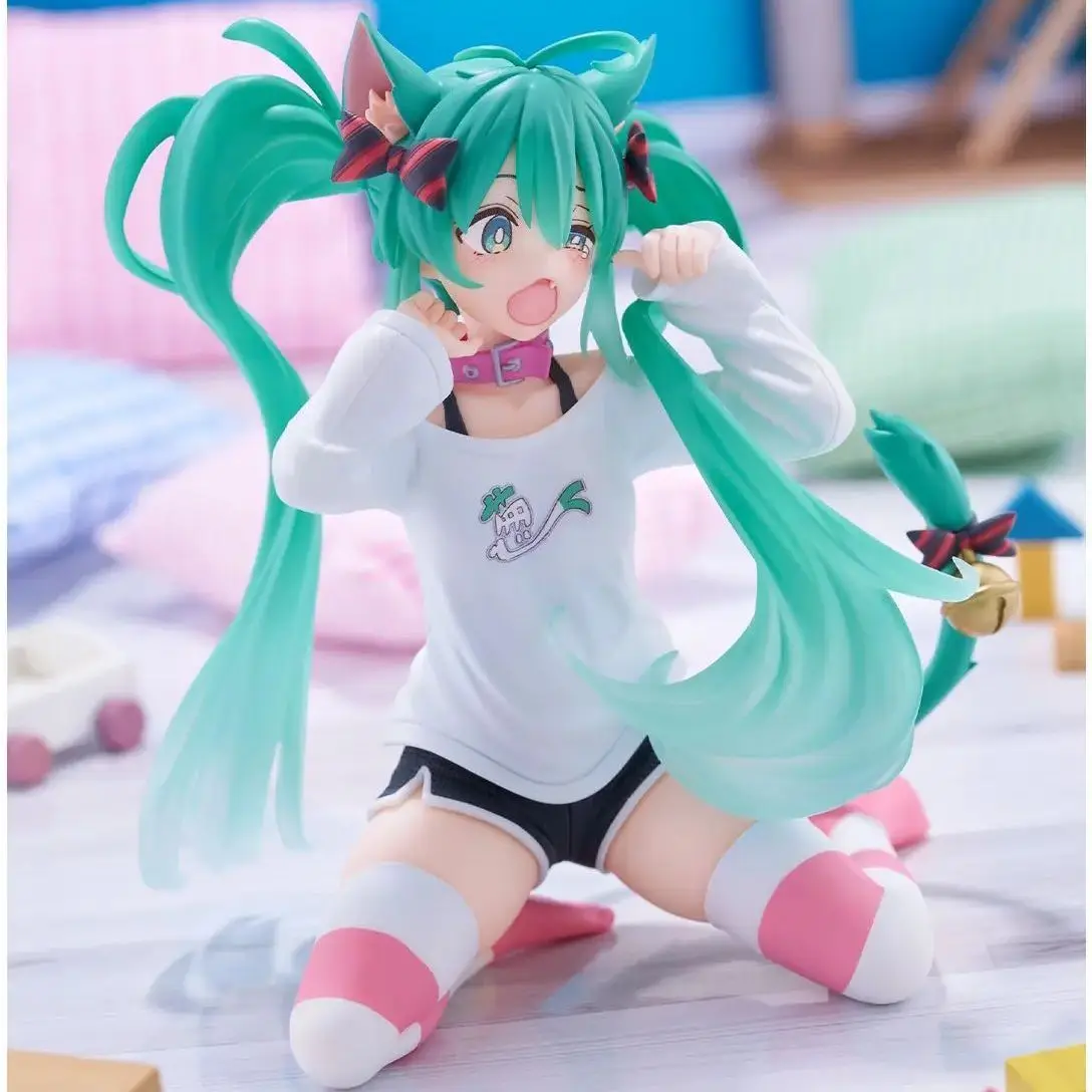 Anime Hatsune Miku Action Figure Cat Ear Short Sleeve Pajamas Figures Figurine Model Collectible Toys Kawaii Miku Model Gift