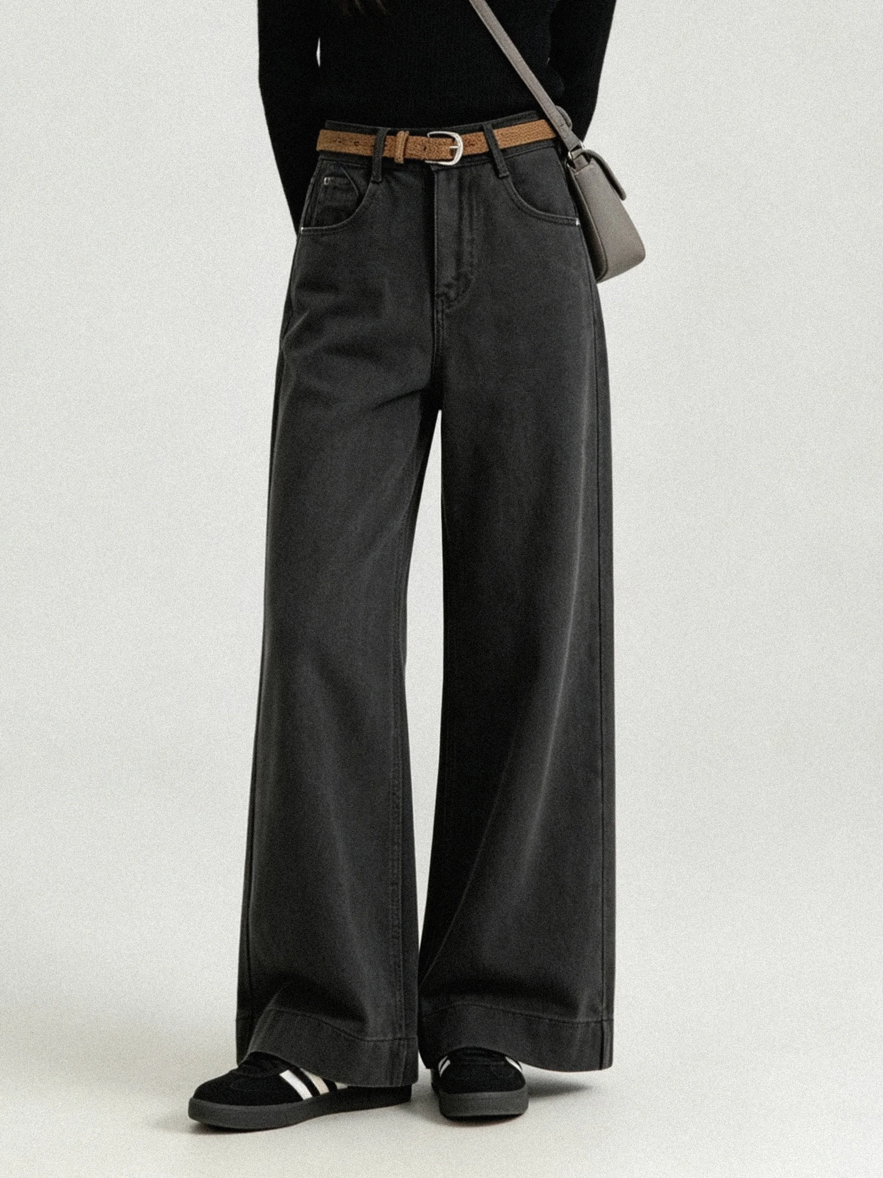 Retro Coffee Color High Waist Wide Leg Jeans Atmosphere Casual Pants Women's Straight Cut High Waist Denim Jeans Autumn Fashion