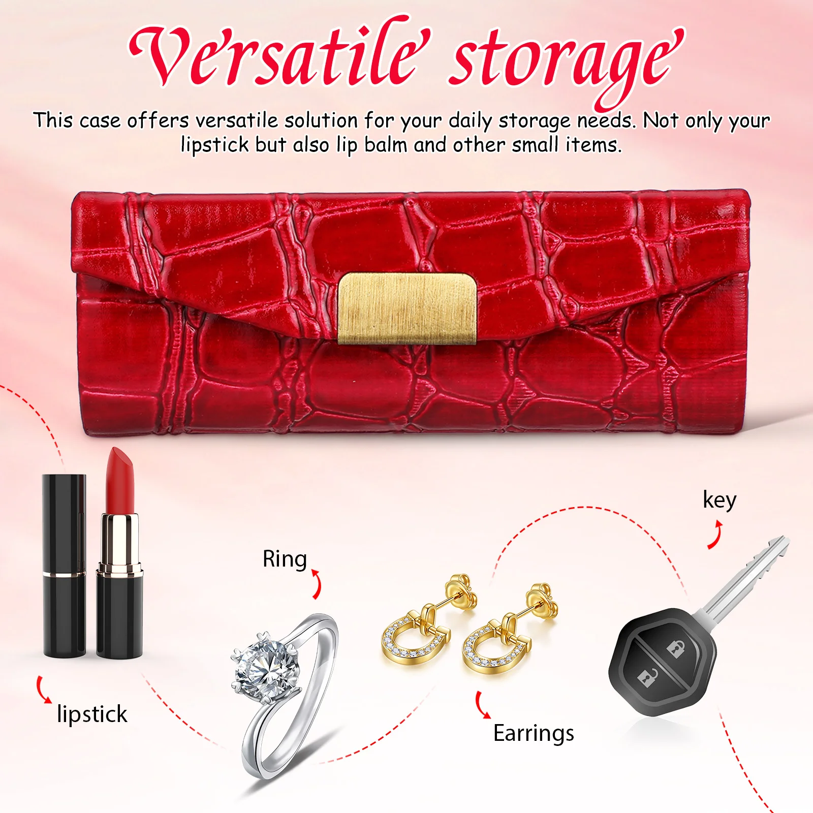 Single Lipstick Case Portable PU Lipstick Holder Travel Mirror Lip Balm Organizer Compact Makeup Storage Case for Women