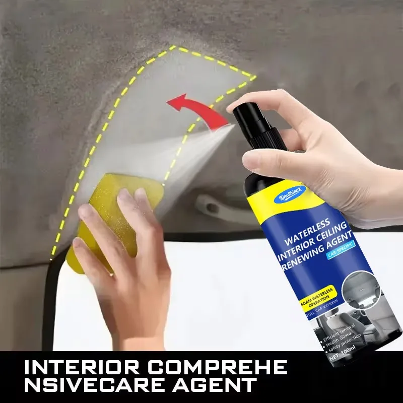 No-rinse decontamination, ceiling refurbishment and polishing care for genuine leather seats with automotive interior cleaner