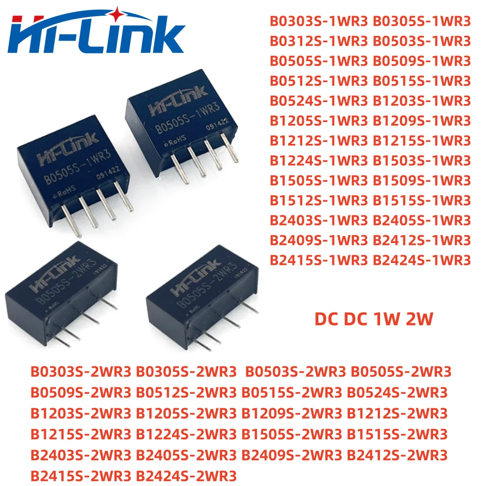 Hilink B0505S-1WR3 3.3V 5V 9V 12V 15V 24V Wyjście 1W 2W DC Moduł zasilacza DC izolowany B0512SS-1WR3 B1205S-1WR3 B1212S-1WR3