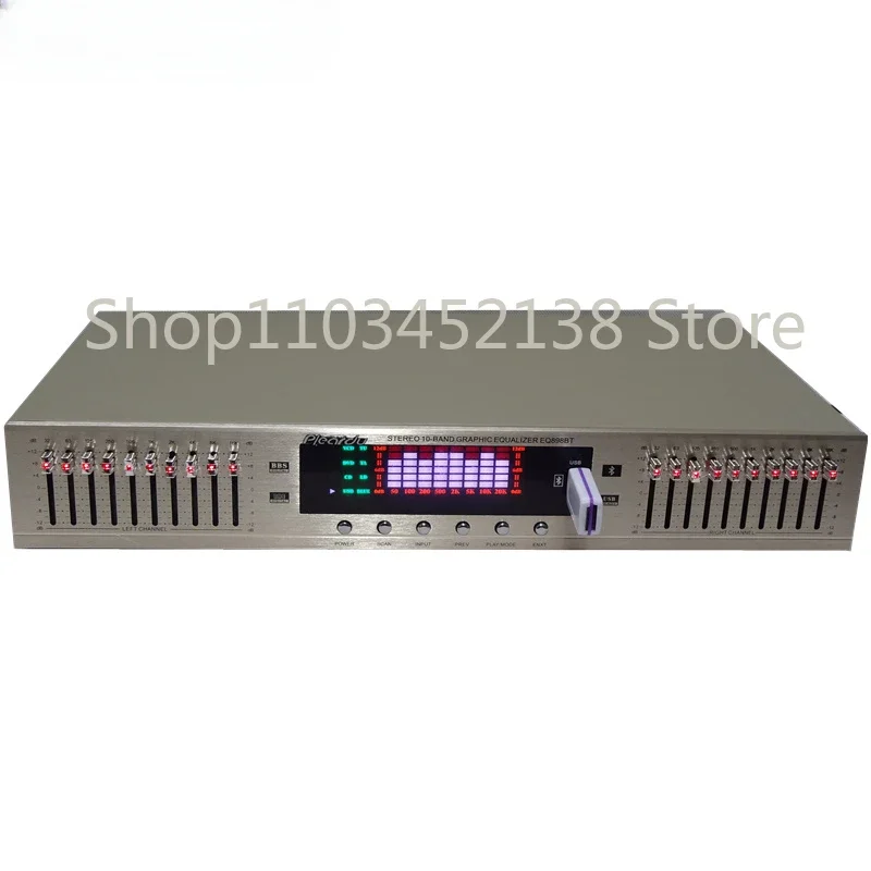 EQ-898BT EQ-665BT HIFI Digital HD Stereo Preamplifier Equalizer Built-In USB Bluetooth Home Stage Equalizer Dual 10 Segments220V