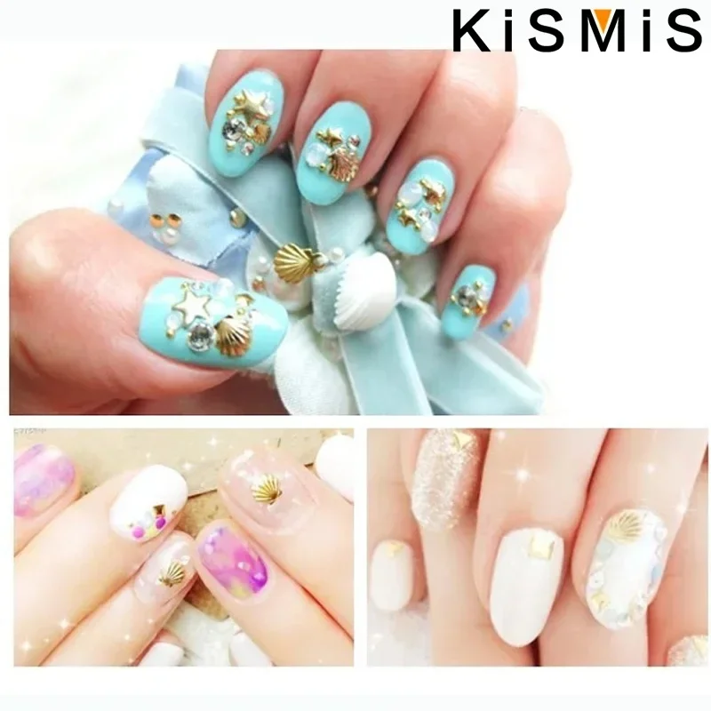 オーシャンテーマ 3D ネイルアートデコレーション海ヒトデシェルカメ金属スタッズ UV DIY マニキュアツール