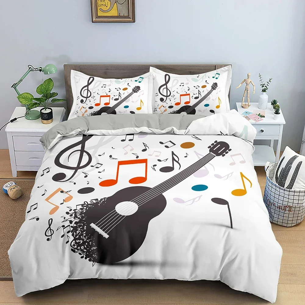 

Music Guitar Heavy Metal Punk Rock Comfortable Duvet Quilt Cover Pillowcase Bedding Set Children Bedroom Decoration Home Textile