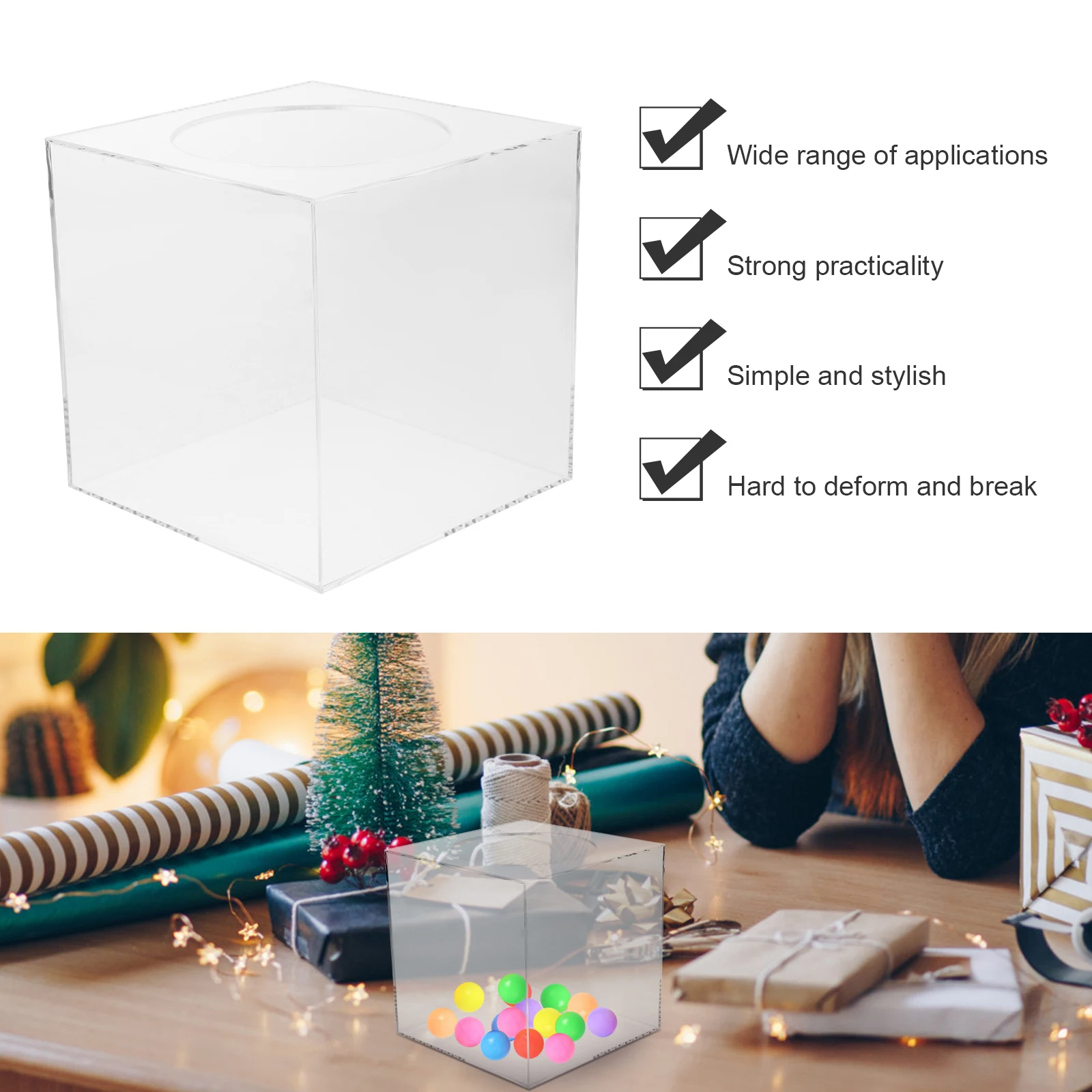 Acryl Loterijdoos Stevige Donatie Stembus Multifunctionele Loterij Ticket Opslagcontainer Voor Feestvergadering Fondsenwerving