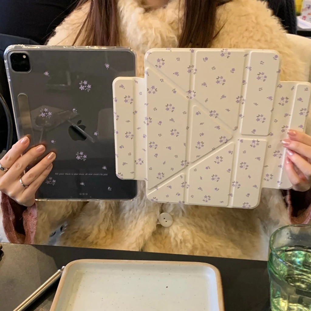 

Чехол для планшета ins с фиолетовым цветочным принтом для iPad Air 11 дюймов 13 дюймов Pro 12,9 дюйма 9,7 дюйма 5, 6, 10,2 дюйма, 7, 8, 9, 10, Air 3 4 5 6, чехол