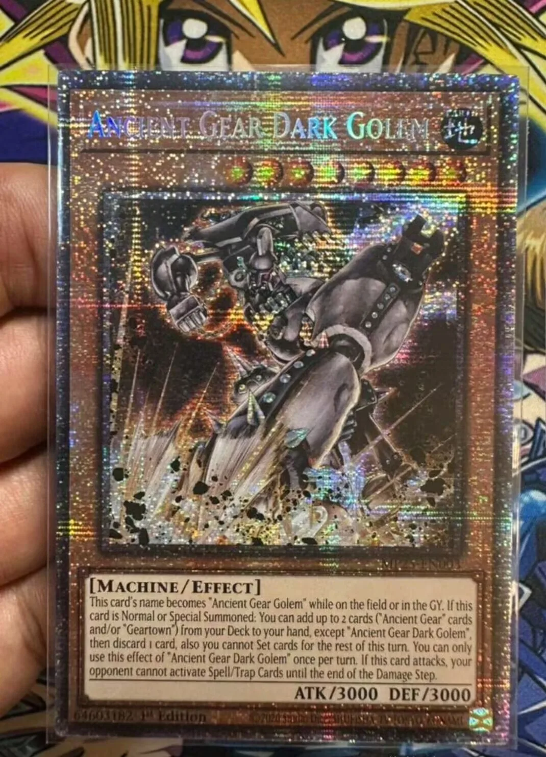 Yugioh KONAMI Duel Monsters MP25-EN003 Ancient Gear Dark Golem Starlight, Tarjeta Coleccionable en Inglés, 1.ª Edición, Estado Impecable