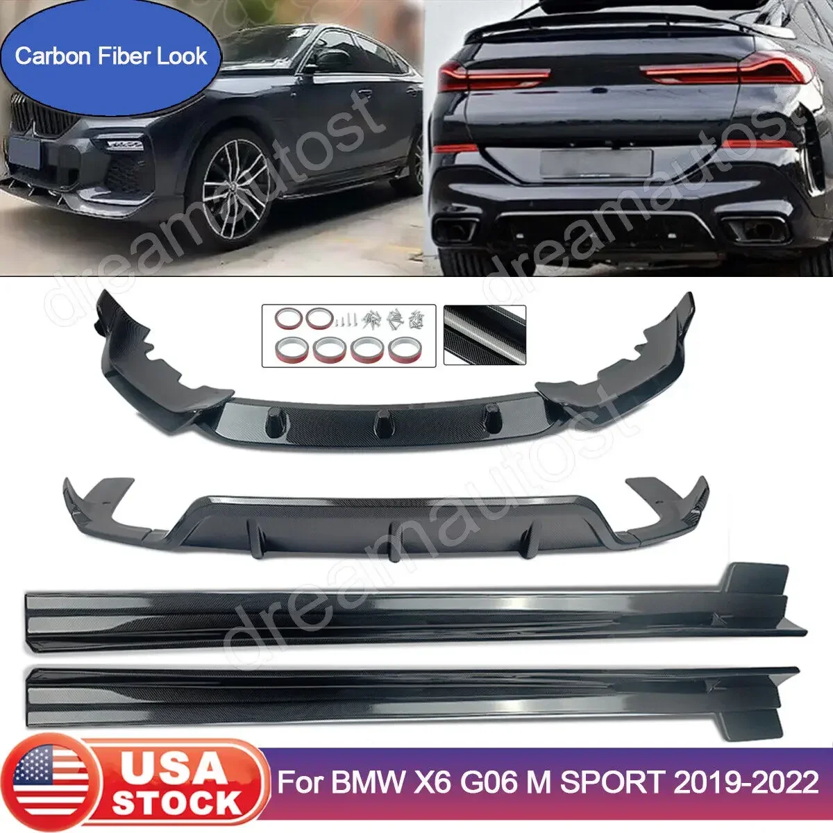 MAGICKIT BODY KIT For BMW X6 G06 Aero Body Kits M SPORT FRONT LIP REAR DIFFUSER SIDE SKIRTS Carbon Fiber Look Car Accessories